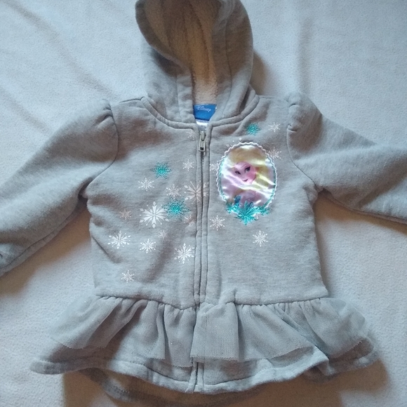 Disney Frozen Zip Hooded Jacket Grey Girls Size 2T - Picture 7 of 10